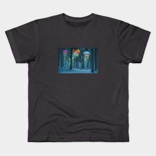 Winter forest of Electric Jellyfish Kids T-Shirt